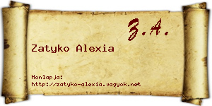 Zatyko Alexia névjegykártya